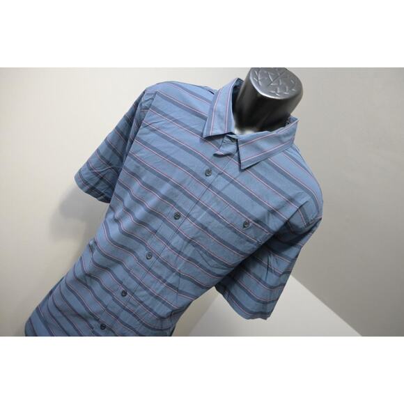 Travis Mathew Button Up Shirt Striped Nylon Stretch Golf Shirt Mens Size 2XL XXL - Picture 4 of 7